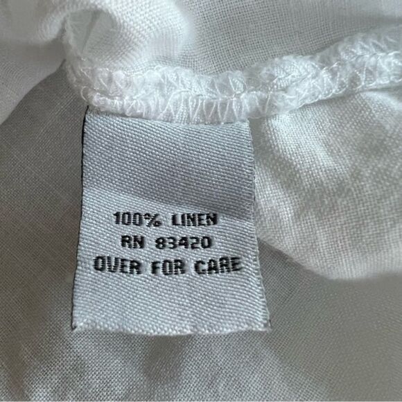 August Silk options white linen blouse with floral embroidery size L - Picture 5 of 8